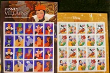 USPS Forever Postage Stamp Sheet Disney Villians & Disney Celebration - Lot of 2