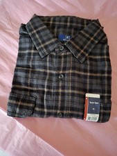 George Men's Long Sleeve Flannel Shirt Sz M, Black/Grey Plaid Super Soft, NWT