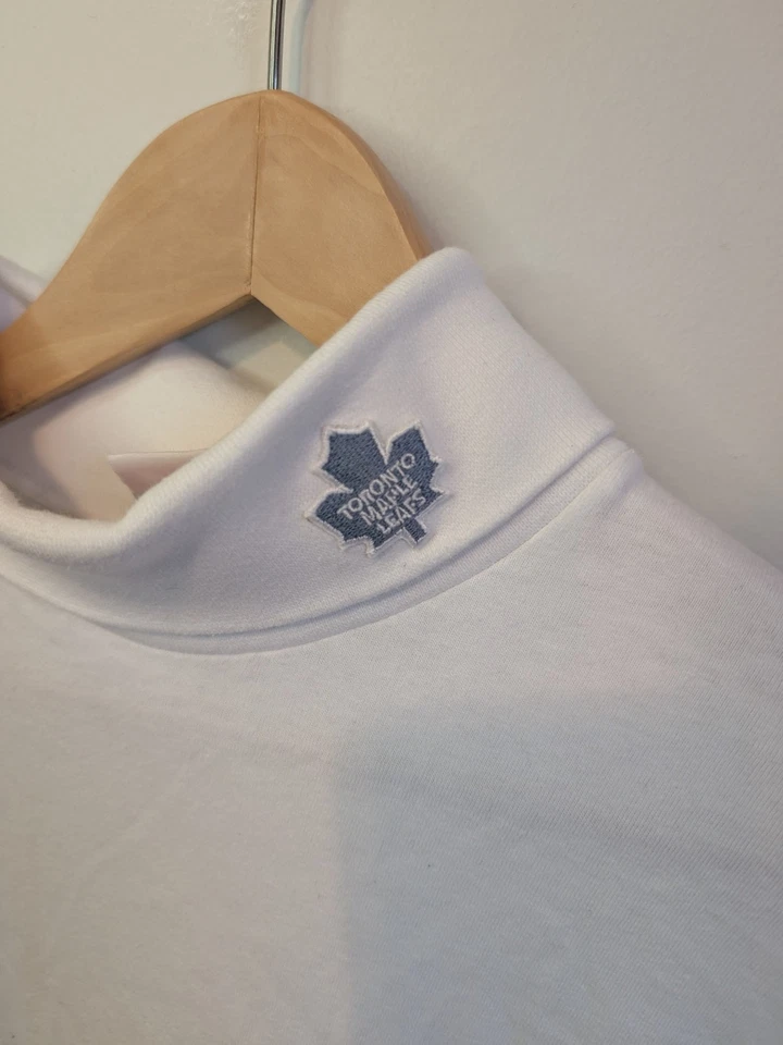 Hockey blanco grande vintage Toronto Maple Leafs cuello alto juvenil NHL Foto 2 de 4