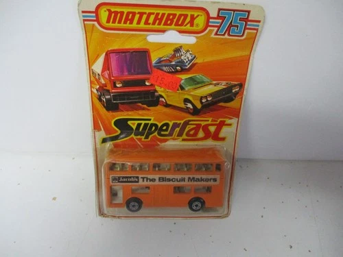 Matchbox Lesney Superfast SF17 Londoner- orange, "Jacob's", blistercard