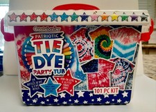 CreateBasics Patriotic Tie Dye Party Tub 101 Pc Kit 14 Dye Bottles Set of 2