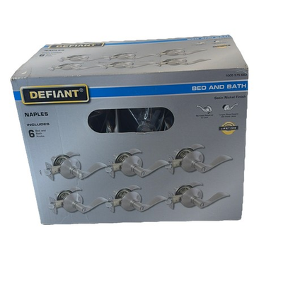 #ad #ad 6 Naples Satin Nickel Bed and Bath Door Lever Handle Contractor 6 Pack Locking $59.95