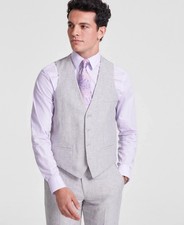 Bar Iii Mens Slim fit Button-Up Suit Vest Large Grey
