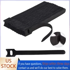 200 PCS Black Hook & Loop Ties Cord Fastening Straps fixing straps, Reusable