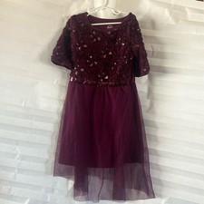 Wonder Nation Girl  s Royal Purple Tulle Dress w/ Roses Size M 7-8 Party Formal