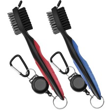 2 Pack Golf Club Brush, Professional Golf Club Cleaner with Retractable Zip-line