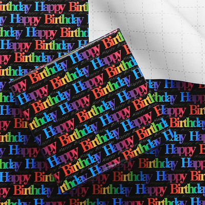 Geluode Happy Birthday Wrapping Paper for Kids Girls Boys Women Men, Gradient Co