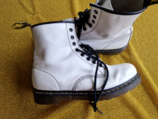 Dr. Martens, Lackleder Schnürstiefel, weiß, seidenmatt, gebraucht, gut, Gr. 43
