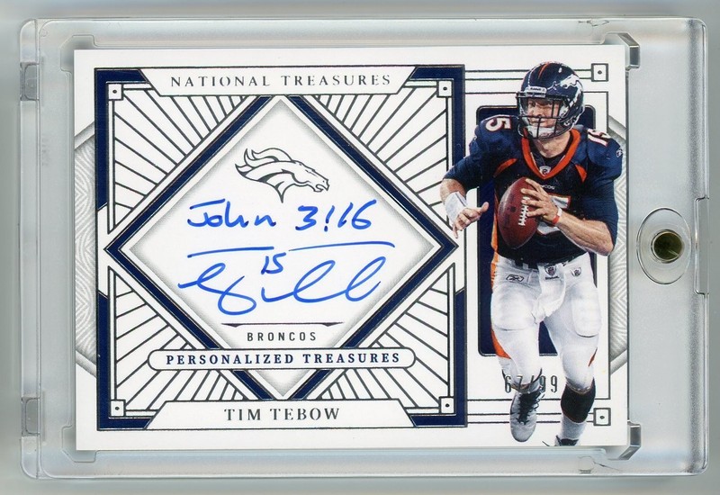 2025 National Treasures Tim Tebow Auto /99 John 3:16 Personalized Treasures
