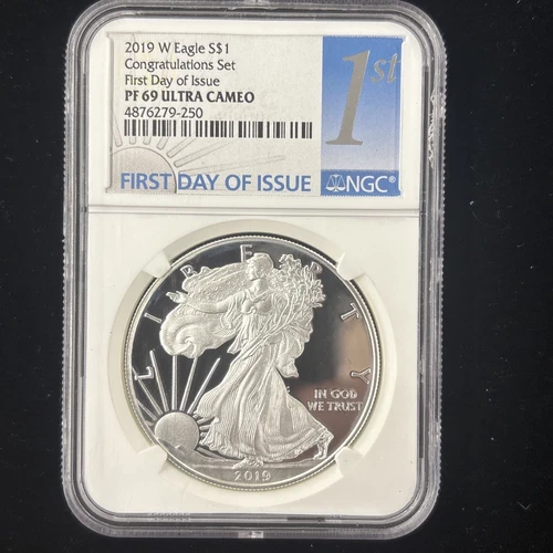 2019 W American Proof Silver Eagle NGC PF69 Ultra Cameo FDOI Congratulations Set