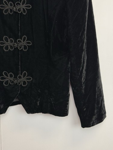 Vintage Talbots Samt Blazer schwarz Damengröße 8 Jacke hergestellt in den USA Froschverschluss - Bild 4 von 8