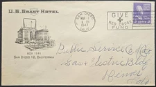 US Grant Hotel Advertising San Diego CA 3c Prexie 807 1947