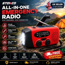 Emergency Solar Hand Crank Radio AM/FM, Portable Power Bank, USB Charger LED T