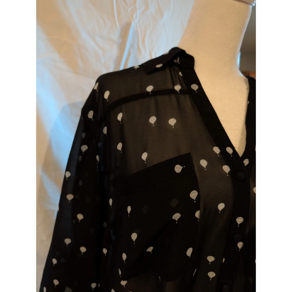 Top Blusa Top Mujer Torrid Talla 3 3X Negro Globos Aire Caliente Semi Transparente Foto 2 de 4