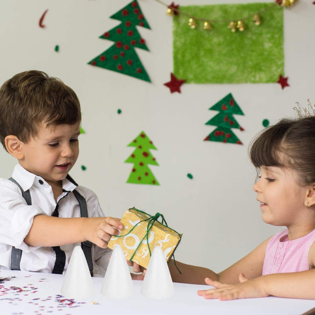 12 PCS 3.9 X 2.8 Inch White Foam Cone Shapes, Polystyrene, Christmas Tree