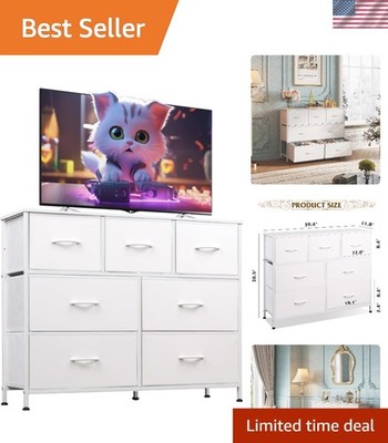Spacious 7 Drawer Fabric Storage Tower - Organize Your Living Space Elegantly