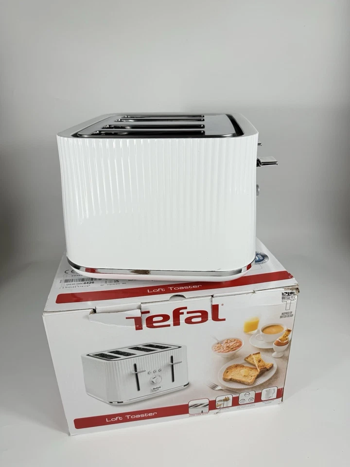 Tefal Loft White 4 Slice Toaster - Wide Slots, Chrome Finish, 1700W TT760140 - Image 4 of 4