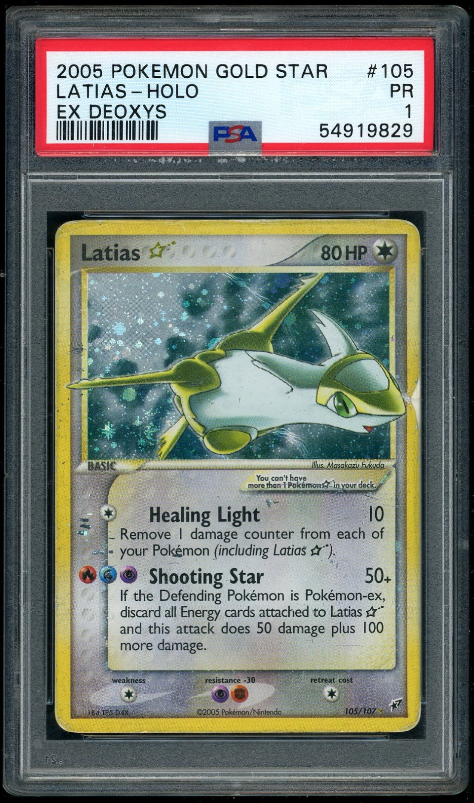 2005 Pokemon Gold Star Latias Holo EX Deoxys PSA 1