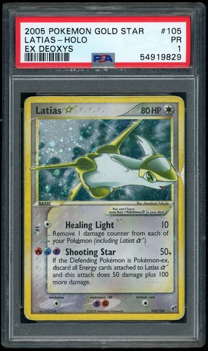 2005 Pokemon Gold Star Latias Holo EX Deoxys PSA 1