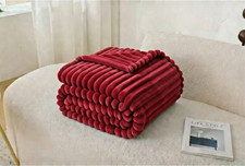 Throw Blanket for Sofas Couch Bed Faux Fur Soft Large Fleece Ribbed Blankets