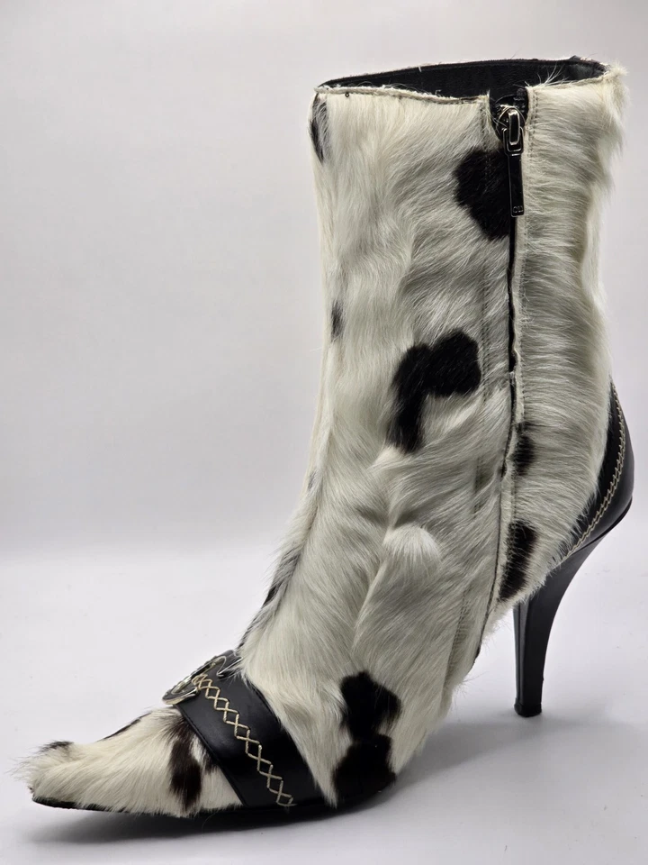 C&D Original Piel de Cabra Blanco y Negro Botines con Bolso y Caja Talla 38 Foto 4 de 4