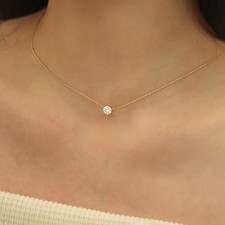 Gold color Stainless Steel Necklace – Round Zircon Pendant, Anti-Tarnish Design