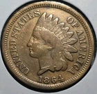 1864 RPD-003 Snow 2 Indian Head Cent -Repunched Date Mint Error