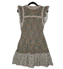 Universal Thread Dress Womens Medium Floral Pockets Linen Blend Boho Prairiecore