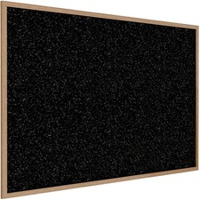 Ghent's Wood 3' x 4' Rubber Bulletin Board with Wood Frame in Speckled Tan