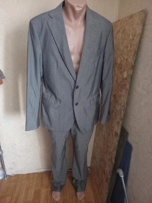 Men Massimo Dutti Suit Grey Wool/Silk 40/L/48