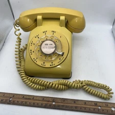 Yellow Western Electric 500 Desk Telephone “Bell System Property Not For Sale”