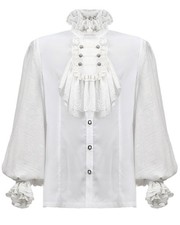 Punk Rave Mens Shirt Top White Gothic Steampunk Wedding Regency Aristocrat