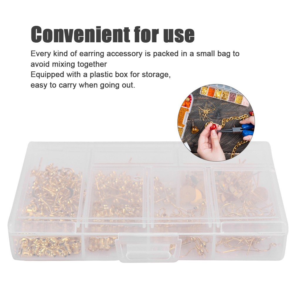 Earring Making Kit Round Bead Ear Stud Ear Wires Earring Hooks Jewelry Findings