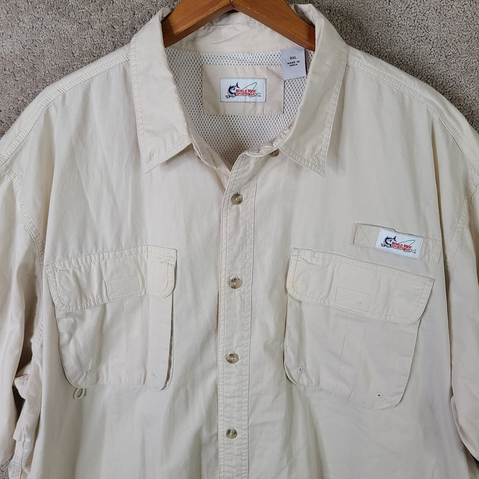 Camisa Deportiva Mundial Para Hombres 3XL Beige Manga Corta Pesca Aire Libre Camping Foto 2 de 4