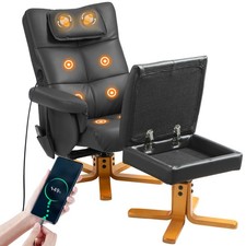 HOMCOM Massage Recliner Chair with Footstool and Hidden Storage, Black