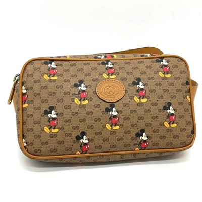 GUCCI Mickey Mouse Belt Bag Mini GG Supreme Canvas Brown 9.3x5.3x1.9 in 602695