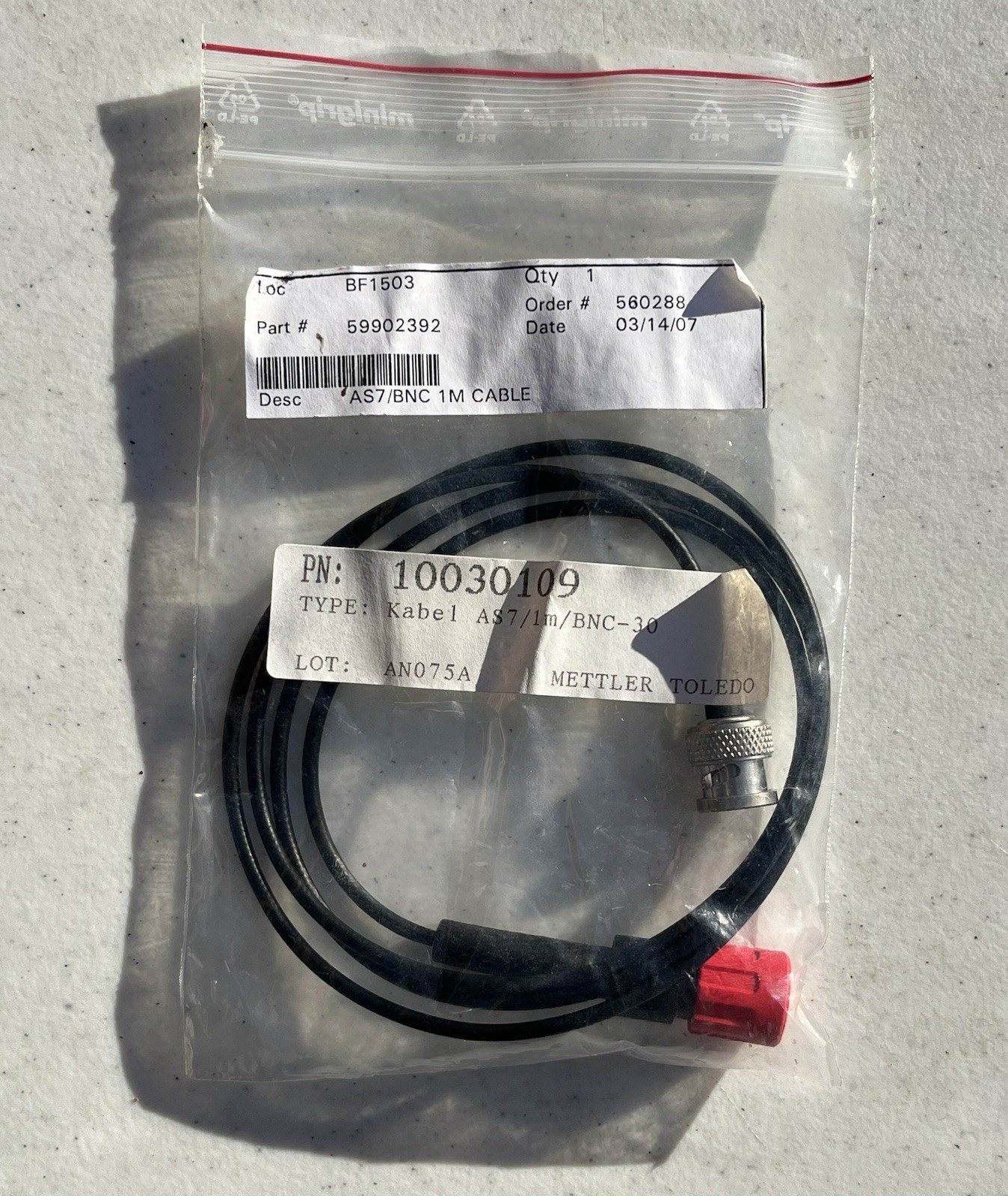 Mettler Toledo S7 to BNC Cable 1 m AS7/BNC pH Electrode Lead Instrument Cable