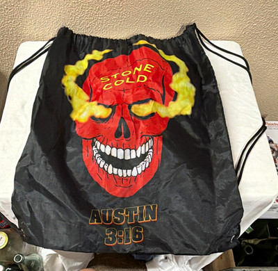 Austin 3:16 Stone Cold Steve Austin Skull Graphic Black Drawstring Bag