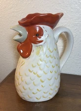 Threshold Rooster Pitcher Stoneware Farmhouse Kitchen Decor 8”