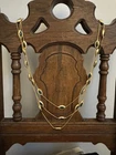 Vintage Gold Tone Triple Layered Necklace with Dark Green Bead Costume Jewelry
