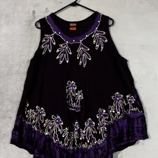 California Woman Purple Shift Cover Up Embroidered Hippie