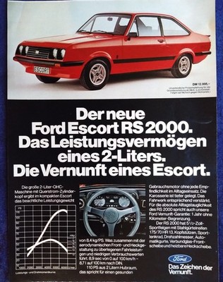 Ford Escort RS 2000, originale Werbung  aus 1975