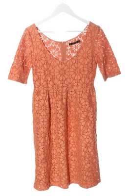 ZARA BASIC Kurzarmkleid Damen Kleid Gr. DE 36 hellorange Elegant