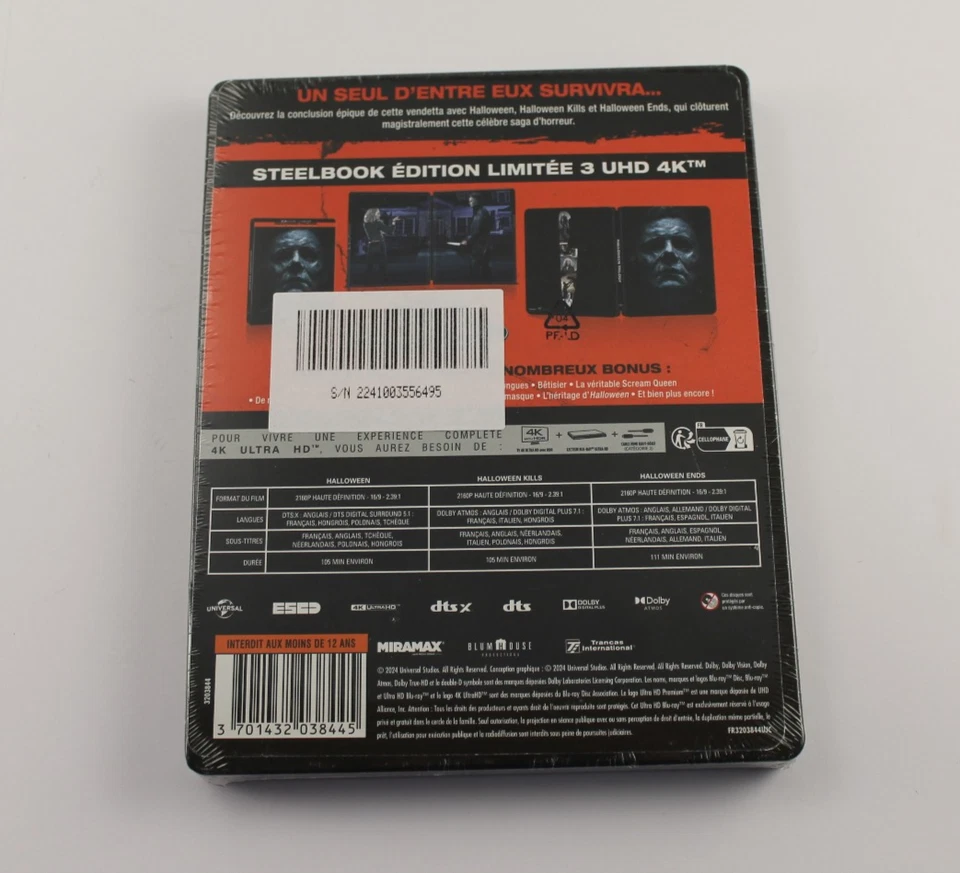 Halloween Trilogie Édition Limitée SteelBook Blu-ray 4K Ultra HD - Neuf - Photo 2/4