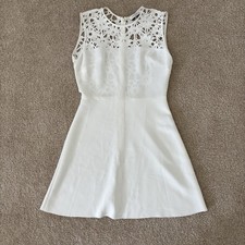Sandro Paris White Laser Cut Mini Dress Size S Bride Bridal Shower Rehearsal