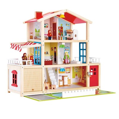 PUPPENVILLA MÖBLIERT MIT ZUBEHÖR Mansion Haus Hape E3405 Puppenhaus