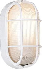 Outdoor Wall Light, 5 Inch Oval Bulkhead Lighting Fixture with Cage Guard, Porch