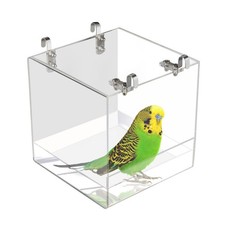 Xxmbbjy Hanging Cube Bird Bath Cage, Transparent Bathtub Small