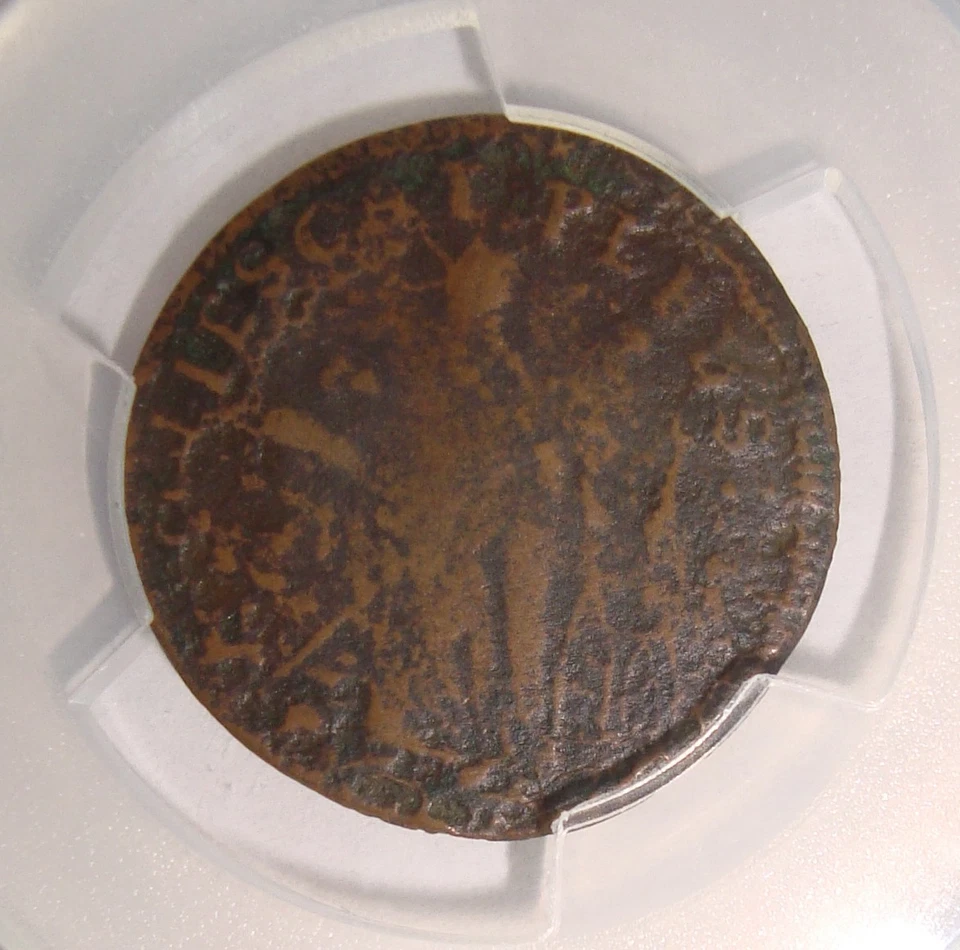 1652-1674 Nueva Jersey St. Patrick Colonial Farthing graduación profesional en muy buen estado detalle Foto 2 de 4