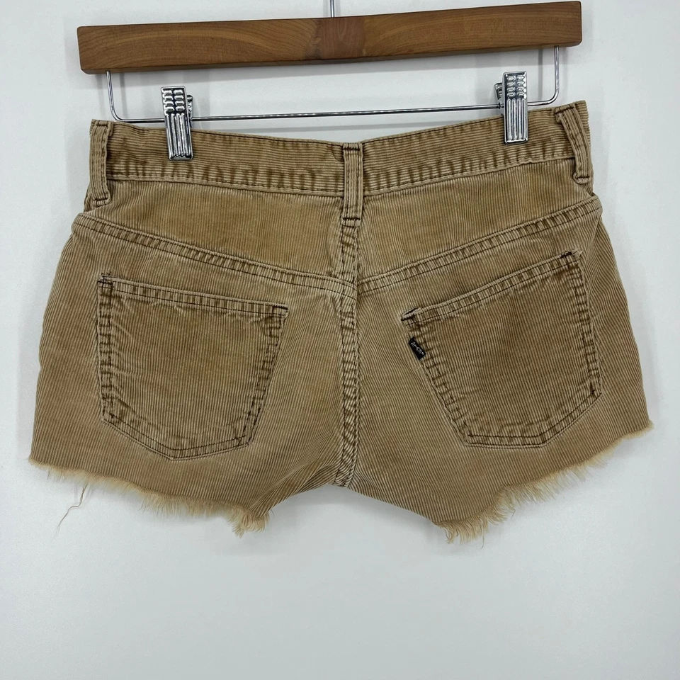 Pantalones Cortos Levi's for Gals Pana Corte Para Mujer Talla 27 Marrón De Colección Años 70 EE. UU. Grande E Foto 2 de 4